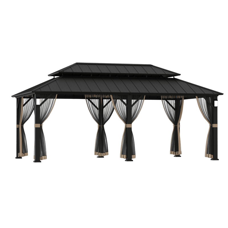 Gazebo à toit rigide en métal 3,6 m x 6 m The Horizon