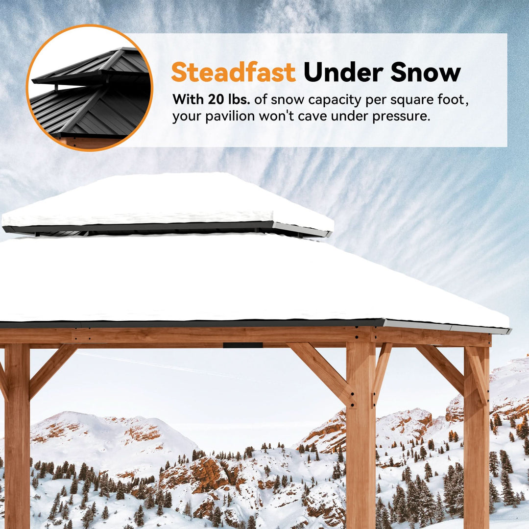 11'x13' Rosewood Cedar Hardtop Gazebo