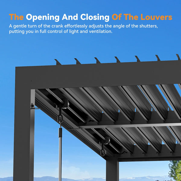 10'x10' Aurora Metal Pergola with Adjustable Louver