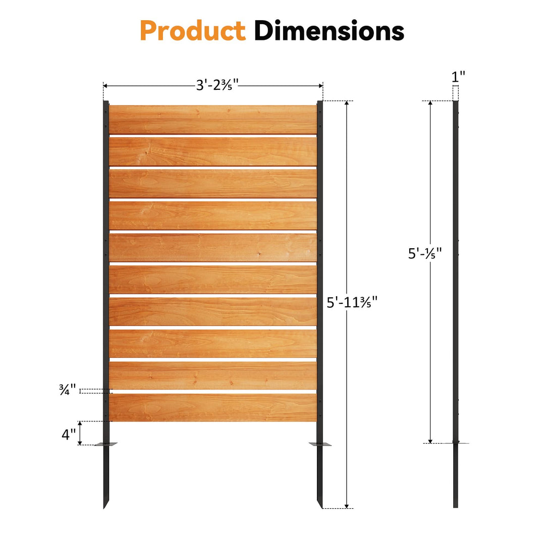 5'x3.3' Cedar Privacy Screens for Fence with No-Dig Installation