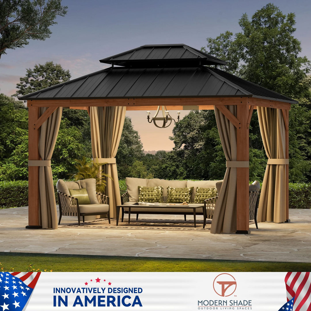 11'x13' Rosewood Cedar Hardtop Gazebo