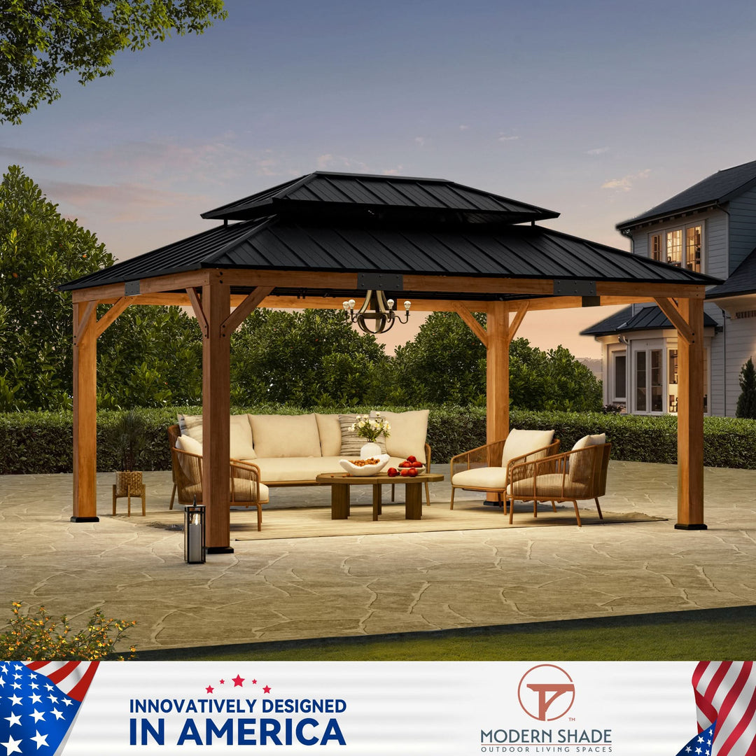 12'x16' Rosewood Cedar Hardtop Gazebo