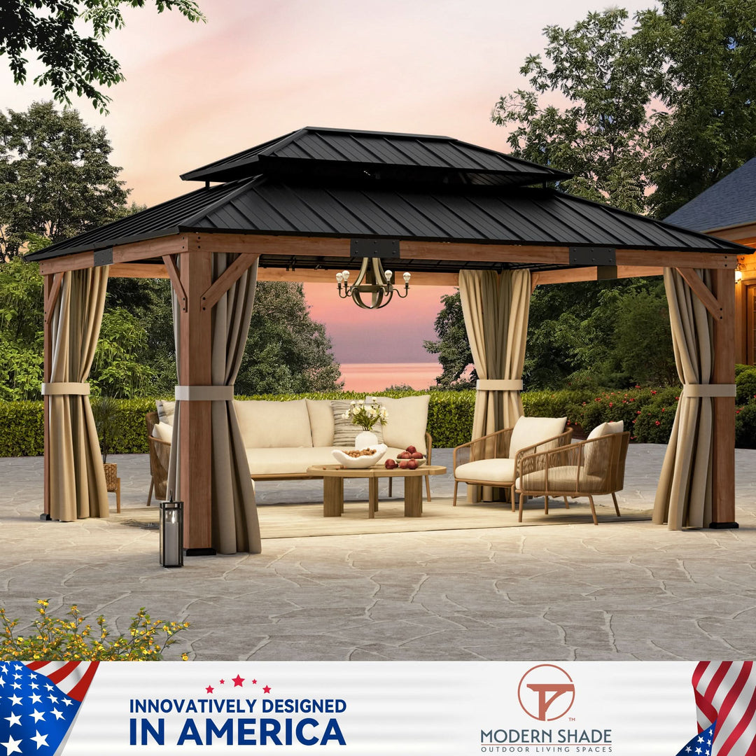 12'x16' Rosewood Cedar Hardtop Gazebo