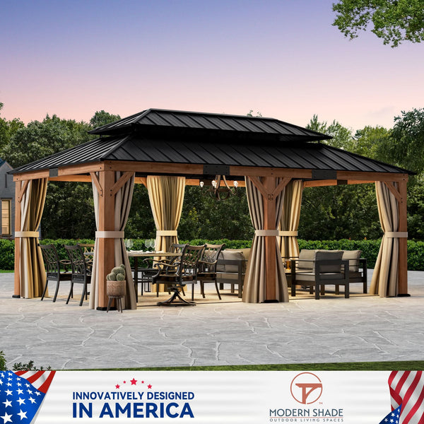 12'x20' Rosewood Cedar Hardtop Gazebo