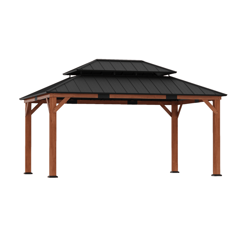 Gazebo à toit rigide en cèdre rosewood 12'x16'