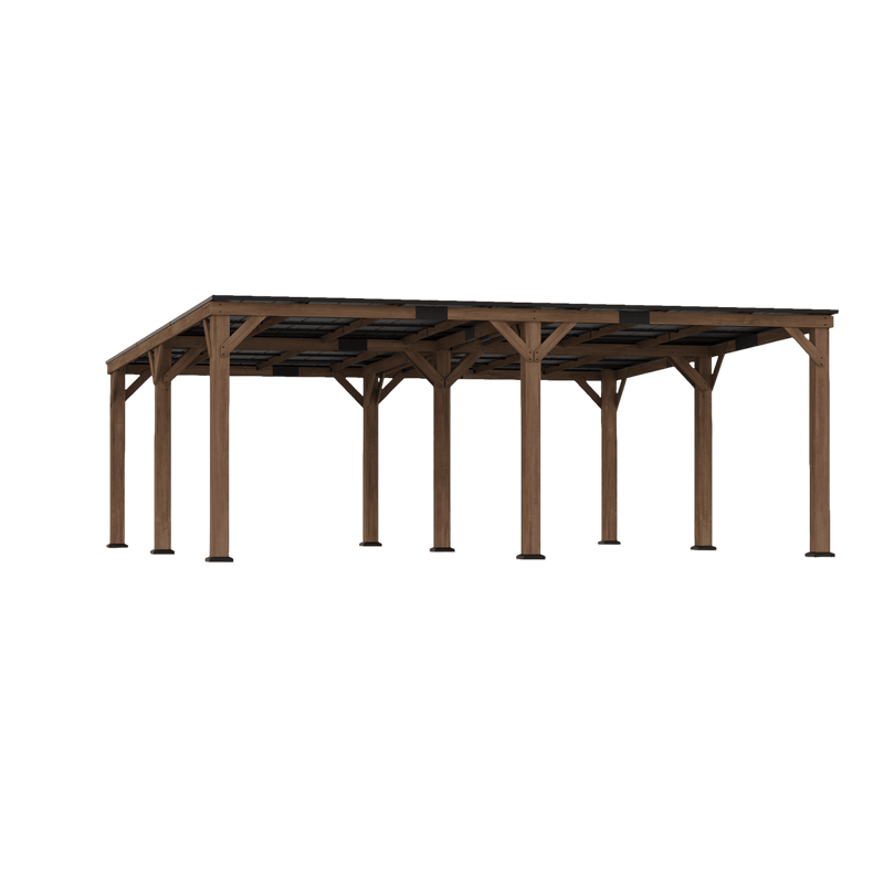 Tonnelle à toit rigide en cèdre suprême 20'x20' avec toit en pente
