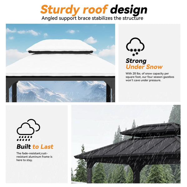 6'x8' Aluminum Grill Hardtop Gazebo